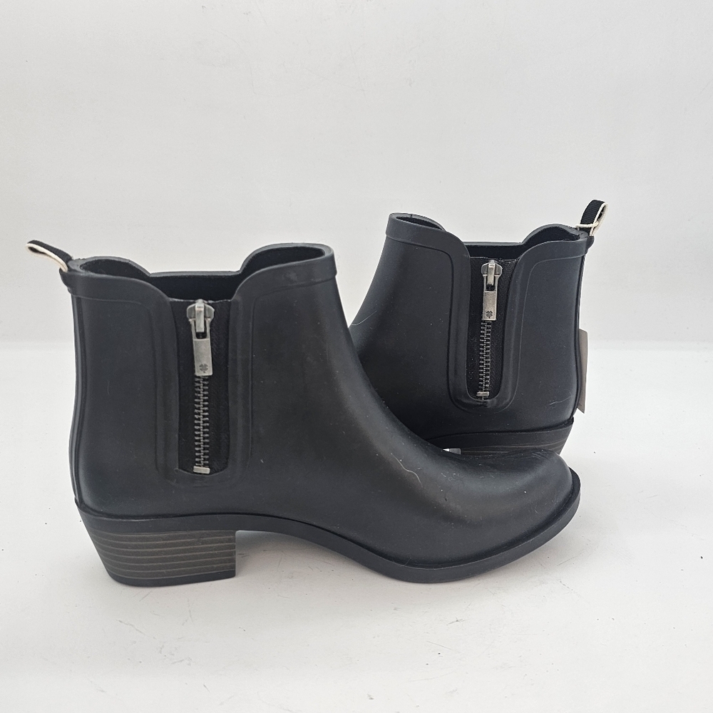 Lucky Brand Basel Black Rain Boots Size 8 Waterproof Chelsea Booties - Picture 4 of 10